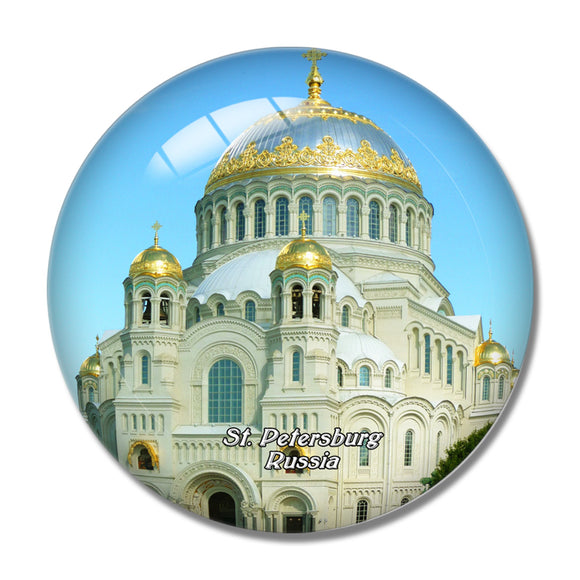 Russia The Naval Cathedral of Saint Nicholas in Kronstadt St. Petersburg 3D Fridge Magnet Crystal Glass