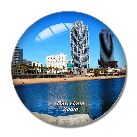 Spain Barceloneta Beach Barcelona 3D Fridge Magnet Crystal Glass