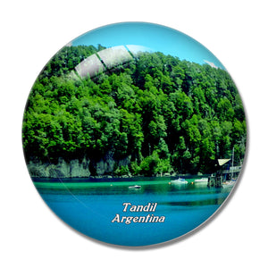 Argentina Lake and Fort Dike Tandil 3D Fridge Magnet Crystal Glass