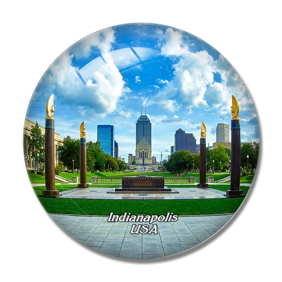 USA America Monument Circle Indianapolis 3D Fridge Magnet Crystal Glass