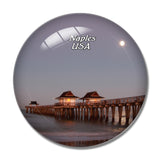 USA America Naples Pier 3D Fridge Magnet Crystal Glass