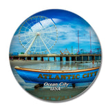 USA America Ocean  Boardwalk 3D Fridge Magnet Crystal Glass