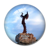 USA America The Keeper of the Plains Wichita 3D Fridge Magnet Crystal Glass