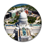 USA America Wisconsin State Capitol Madison 3D Fridge Magnet Crystal Glass