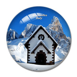 Dolomites Church Italy 3D Fridge Magnet Crystal Glass