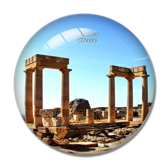 Greece Acropolis of Lindos Rhodes 3D Fridge Magnet Crystal Glass