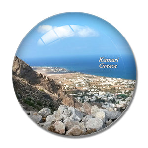 Greece Ancient Thera Kamari 3D Fridge Magnet Crystal Glass