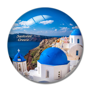 Greece Blue Church Oia Santorini 3D Fridge Magnet Crystal Glass