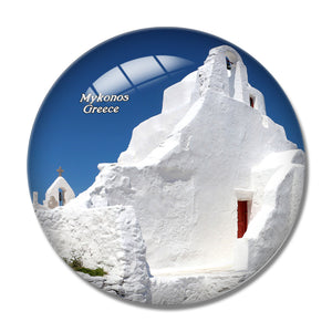 Greece Chapel Mykonos 3D Fridge Magnet Crystal Glass