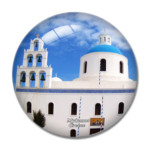 Greece Church Mykonos 3D Fridge Magnet Crystal Glass