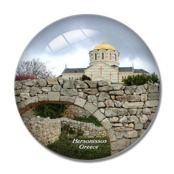 Greece Hersonissos 3D Fridge Magnet Crystal Glass