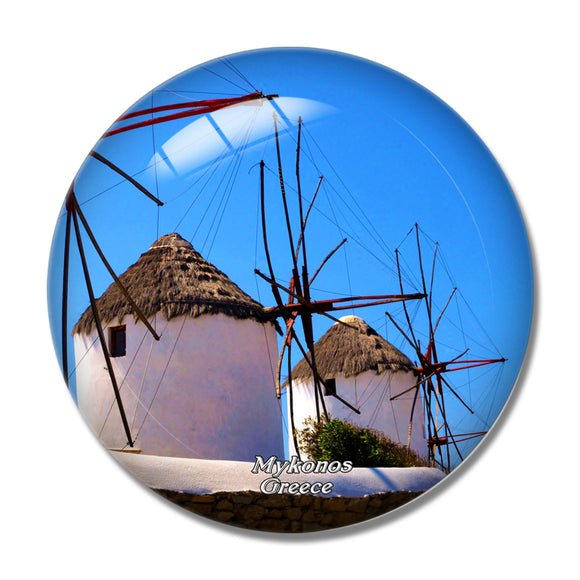 Greece Kato Milli Windmills Mykonos 3D Fridge Magnet Crystal Glass