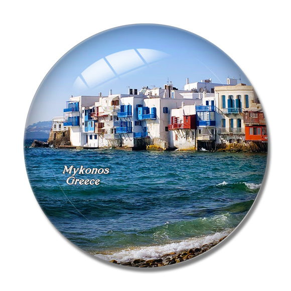 Greece Little Venice Mykonos 3D Fridge Magnet Crystal Glass