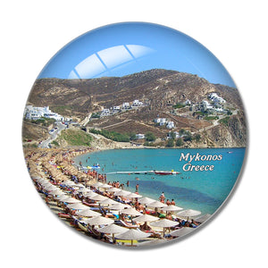 Greece Platis Gialos Beach Mykonos 3D Fridge Magnet Crystal Glass