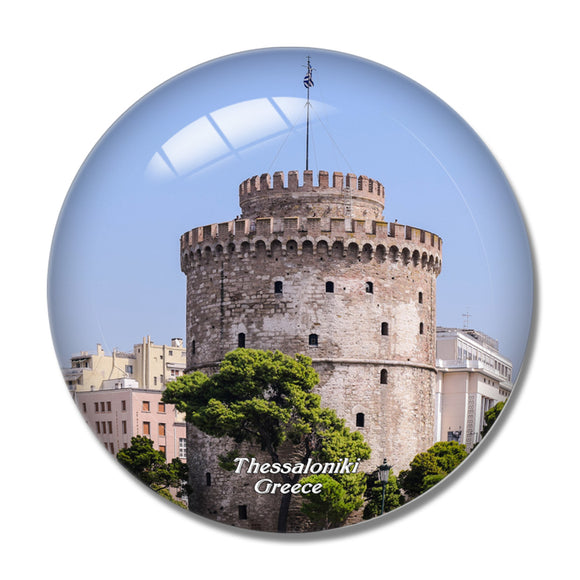 Greece White Tower of Thessaloniki 3D Fridge Magnet Crystal Glass