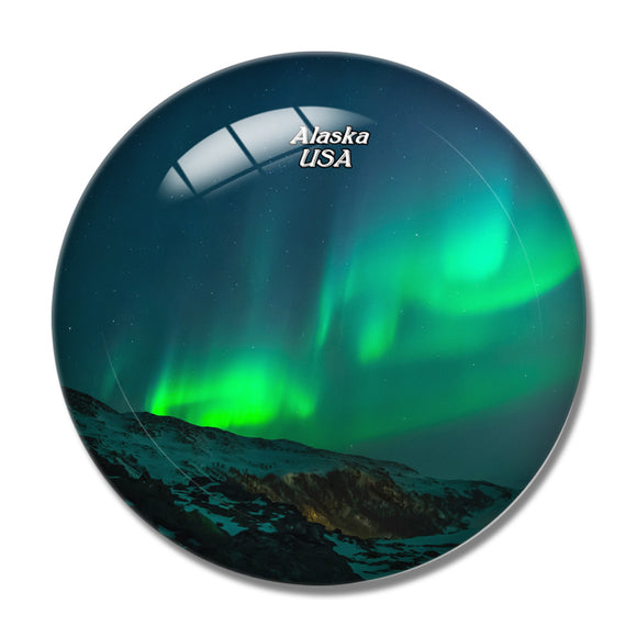 USA America Northern Lights Alaska 3D Fridge Magnet Crystal Glass