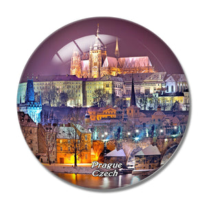 Czech Prague Castle 3D Fridge Magnet Crystal Glass