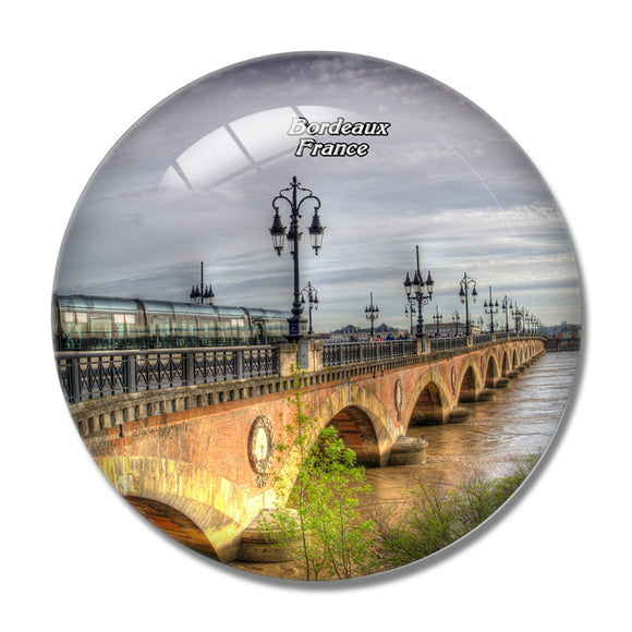 France Bordeaux Tram Bridge 3D Fridge Magnet Crystal Glass