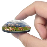 Austria Alm Pasture Cow 3D Fridge Magnet Crystal Glass