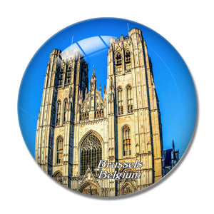 Belgium St. Michael and St. Gudula Cathedral Brussels 3D Fridge Magnet Crystal Glass