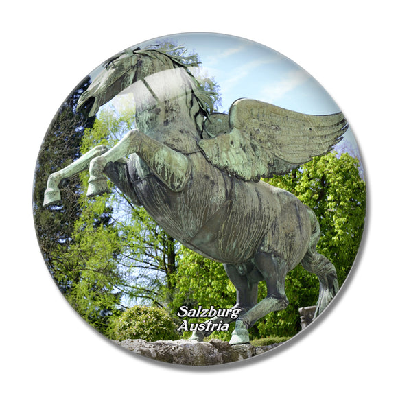 Austria Salzburg Pegasus Horse 3D Fridge Magnet Crystal Glass