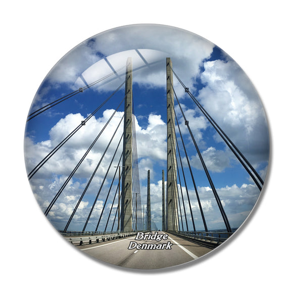 Denmark Sweden Bridge 3D Fridge Magnet Crystal Glass