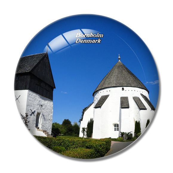 Denmark The Round Church Bornholm 3D Fridge Magnet Crystal Glass