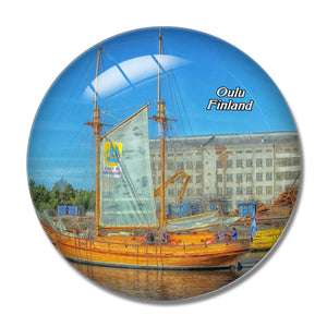 Finland Oulu 3D Fridge Magnet Crystal Glass