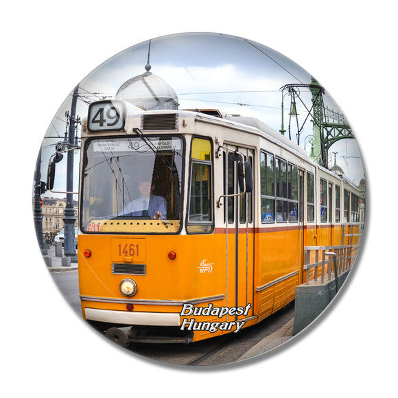 Hungary Tram Transport Budapest 3D Fridge Magnet Crystal Glass