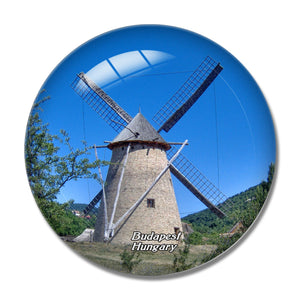 Hungary Windmill 3D Fridge Magnet Crystal Glass