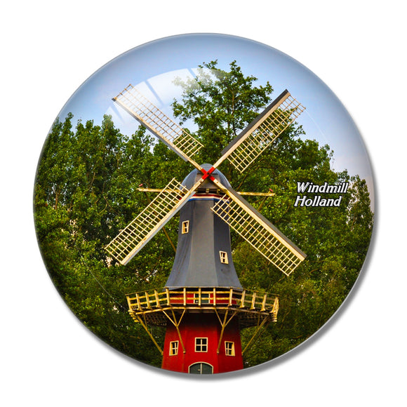 Netherlands Holland Dutch Windmill 3D Fridge Magnet Crystal Glass