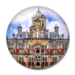 Netherlands Holland Hall Town Delft 3D Fridge Magnet Crystal Glass