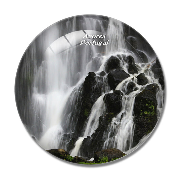 Portugal Azores Waterfall 3D Fridge Magnet Crystal Glass