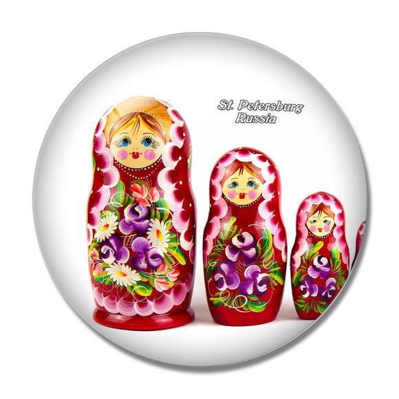 Russia Matrioshka St. Petersburg 3D Fridge Magnet Crystal Glass