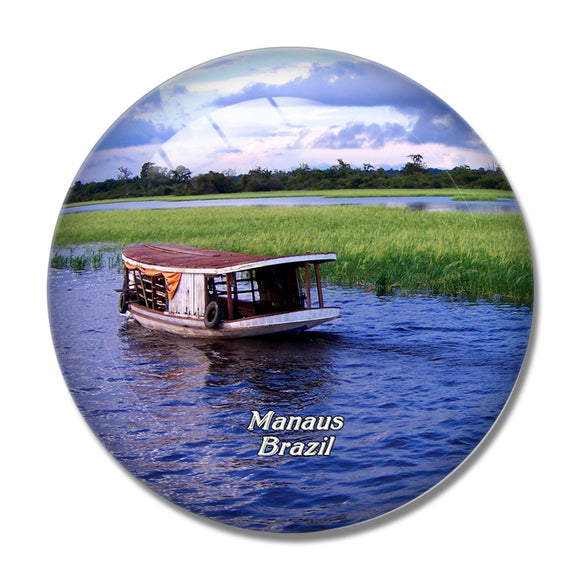 Brazil Amazon River Manaus 3D Fridge Magnet Crystal Glass