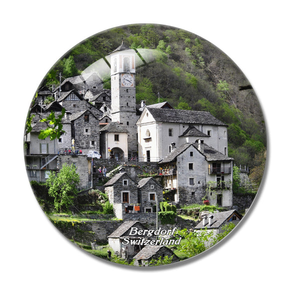 Switzerland Bergdorf Ticino Stone House 3D Fridge Magnet Crystal Glass