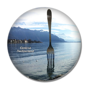 Switzerland Fork Lake Geneva 3D Fridge Magnet Crystal Glass