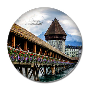 Switzerland Lucerne Chapel Bridge 3D Fridge Magnet Crystal Glass