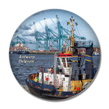 Belgium Antwerp Boat Tugboat Harbor 3D Fridge Magnet Crystal Glass