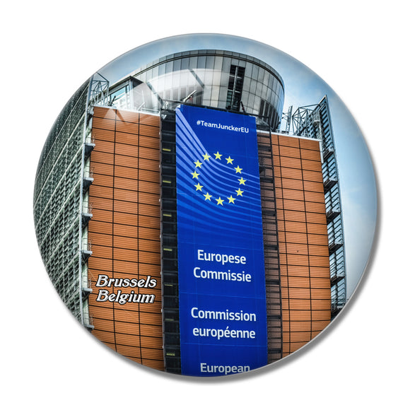 Belgium Brussels European Commission 3D Fridge Magnet Crystal Glass