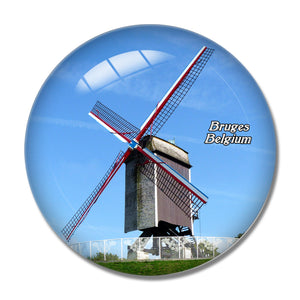 Belgium Windmill Bruges 3D Fridge Magnet Crystal Glass