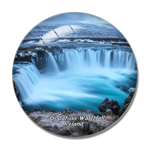 Iceland Godafoss Waterfall 3D Fridge Magnet Crystal Glass