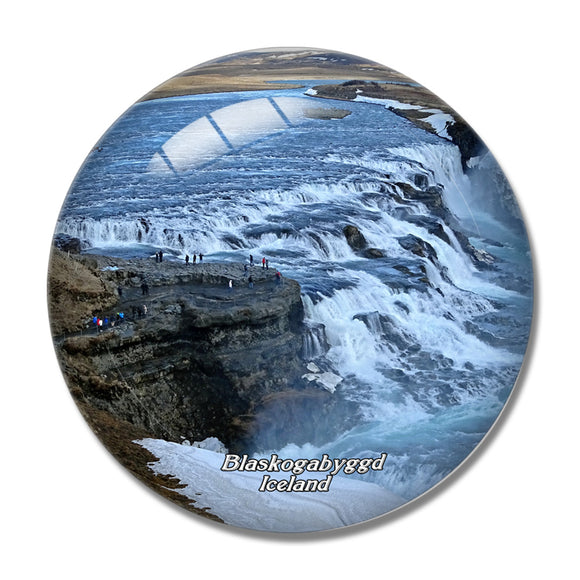 Iceland Gullfoss Blaskogabyggd 3D Fridge Magnet Crystal Glass