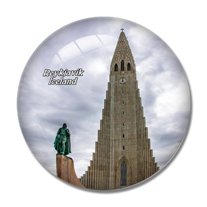 Iceland Hallgrimskirkja Reykjavik 3D Fridge Magnet Crystal Glass