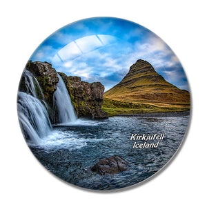 Iceland Mountains Kirkjufell Waterfall 3D Fridge Magnet Crystal Glass