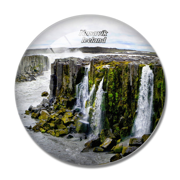 Iceland Selfoss Waterfall Husavik 3D Fridge Magnet Crystal Glass