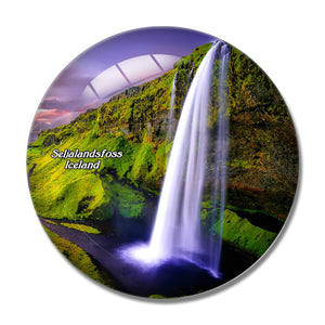 Iceland Seljalandsfoss Waterfall 3D Fridge Magnet Crystal Glass