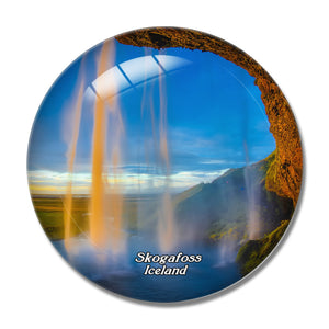 Iceland Skogafoss Waterfall 3D Fridge Magnet Crystal Glass