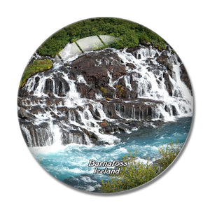 Iceland Waterfall Barnafoss 3D Fridge Magnet Crystal Glass