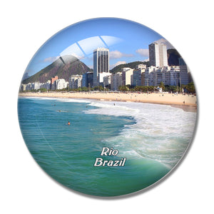 Brazil Copacabana Beach Rio de Janeiro 3D Fridge Magnet Crystal Glass